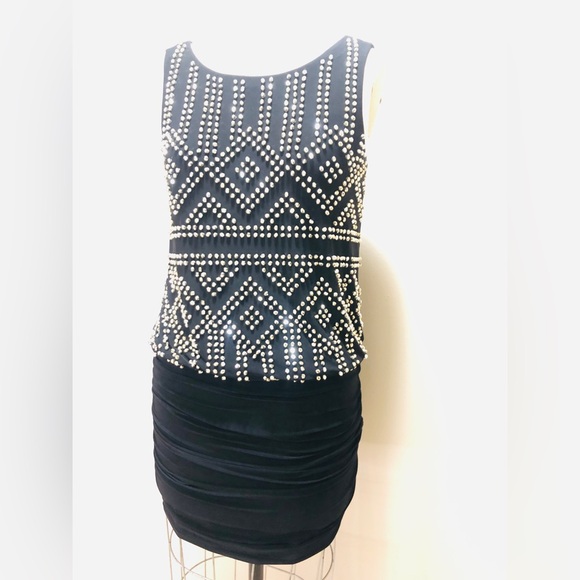 Xcape Black and Golden Beaded Party Dress Sz “10” - Picture 5 of 5